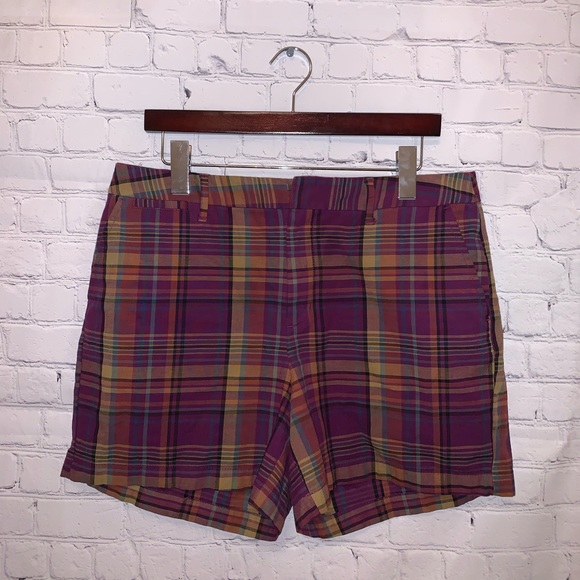 a new day Pants - A New Day Stretch Purple Multicolor Plaid Shorts size 12